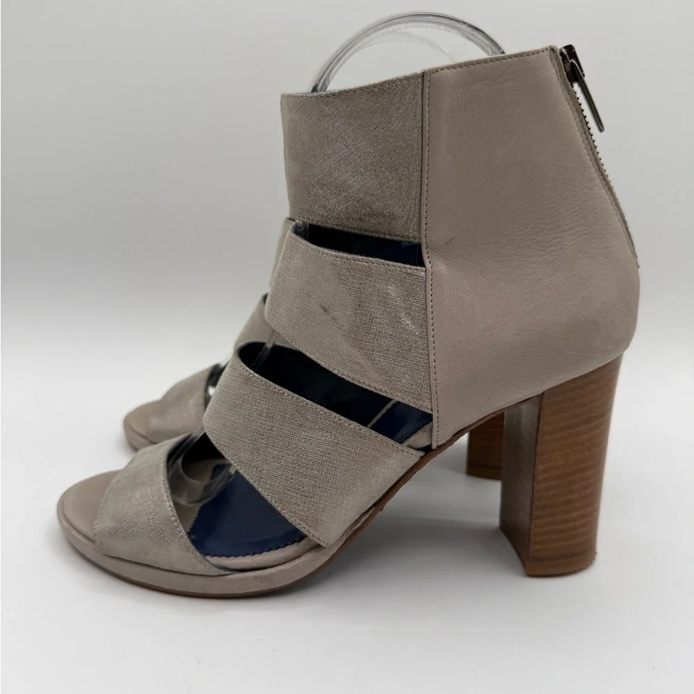 Valentina Rangoni Metallic Silver Strappy Chunky Sandals Stylish Block Heels - Picture 8 of 15